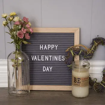 

Handmade Felt Letter Board 10x10 Inches Display Frame With Wooden Block Replaceable numbers Note Board Stationery