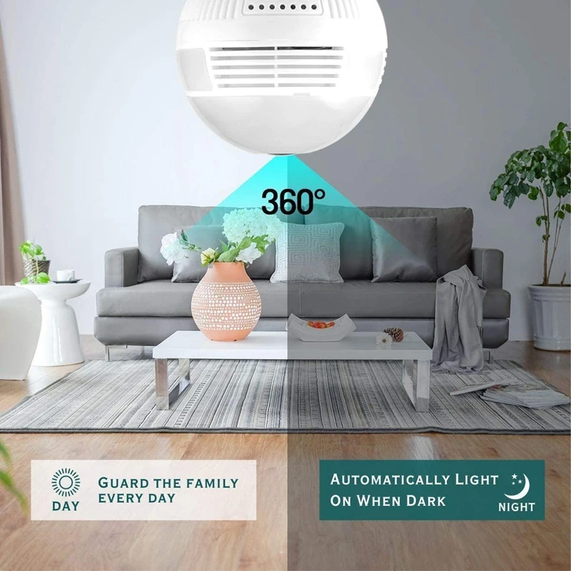 360 градусов светодиодный светильник 1080P Wifi камера Умный панорамный дом