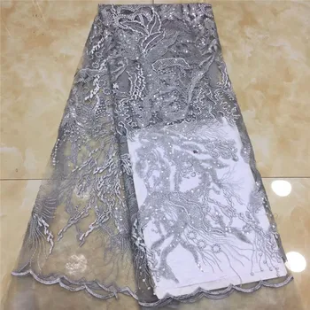 

purple Sequin Net Fabric High Quality Hand cut Organza Lace Fabrics 2020 Embroidered African Sequin Lace Fabrics For Women party