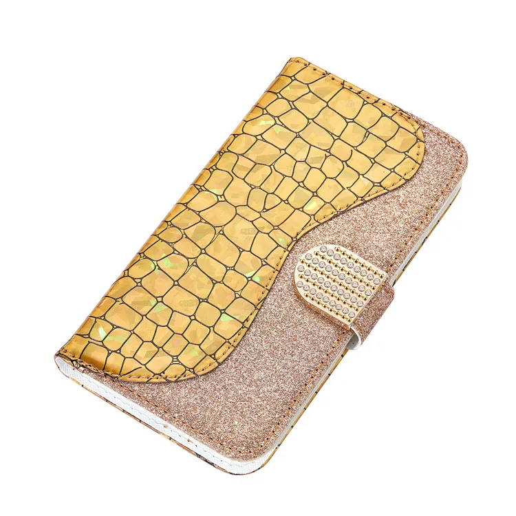 Кожаный чехол для samsung Galaxy A50 A30 A20 A70 A30S A10 A40 S10 S9 S8 плюс с сияющими блестками Чехол-книжка чехол для samsung 50 70 30 - Цвет: Золотой