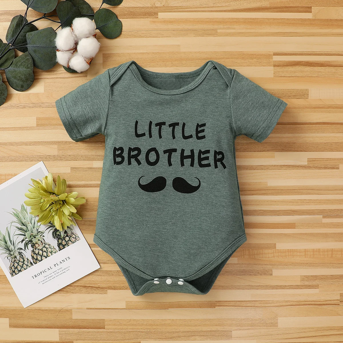 Newborn Casual Style Romper Infant Loose Letter Print Short Sleeve Round Neck Playsuit |