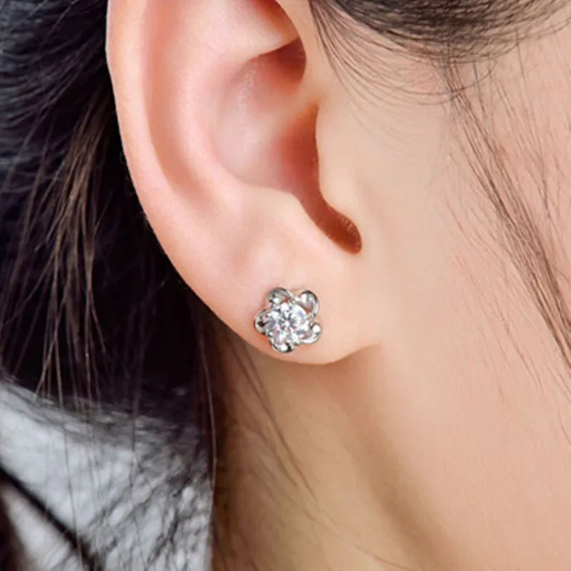 

2019 Cute Female Handmade Jewellery Women's 925 Sliver Lotus Flower Ear Stud Earrings Butterfly Earrings