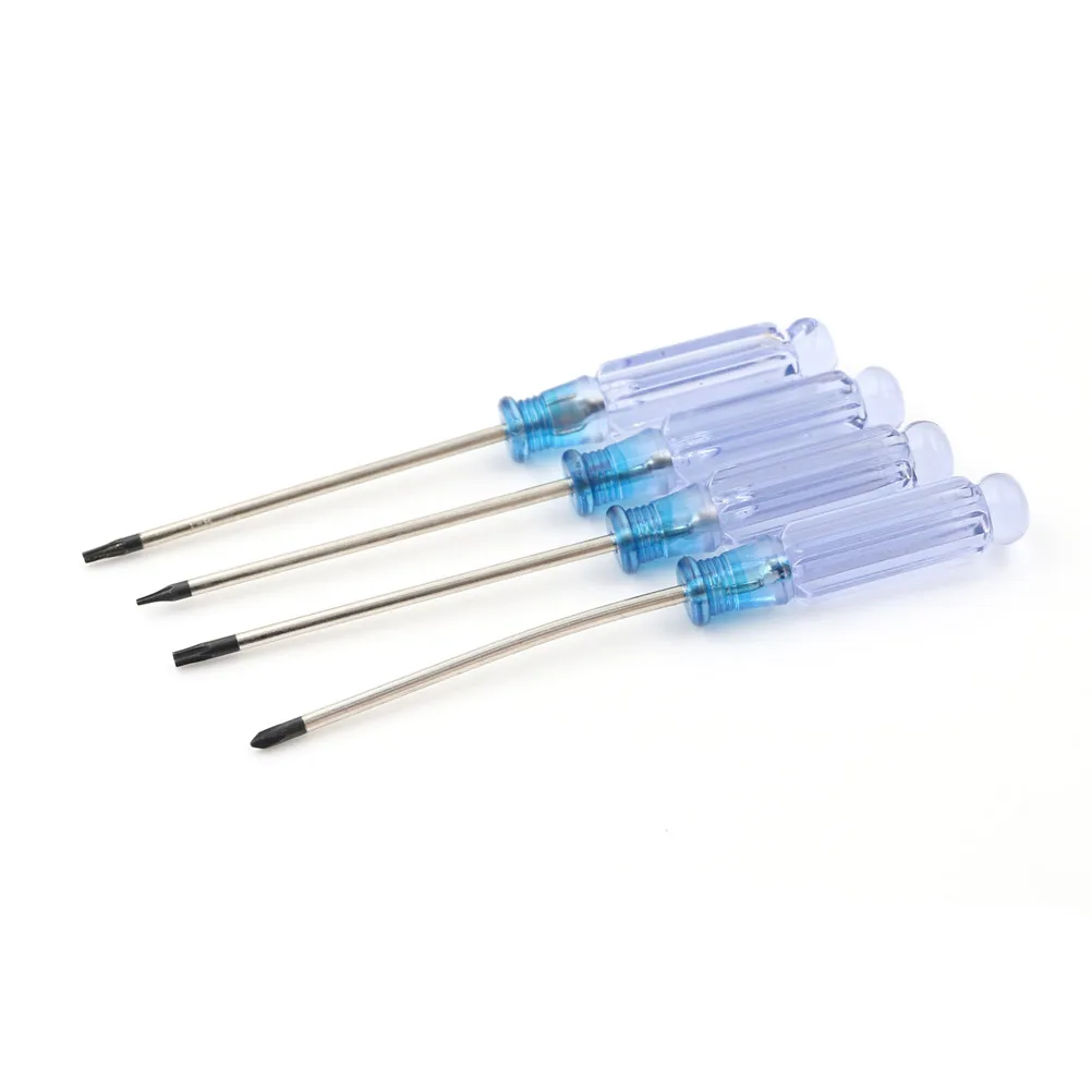 4pcs/lot HELTC Bit Length T5 T6 T8 T10 Torx Screwdriver Set Bit Nonslip Handle Clear Blue Grips Total Length 135mm, 75mm