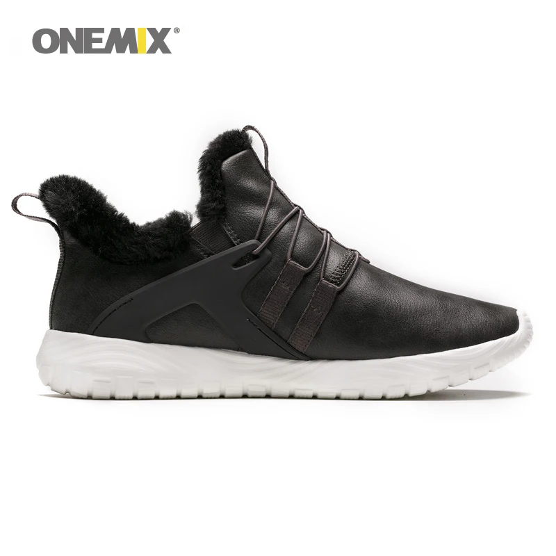 ONEMIX Winter Men's Boots Warm Wool Sneakers Outdoor Athletic Sport Shoes Comfortable Running Shoes Sale Size EU39-46