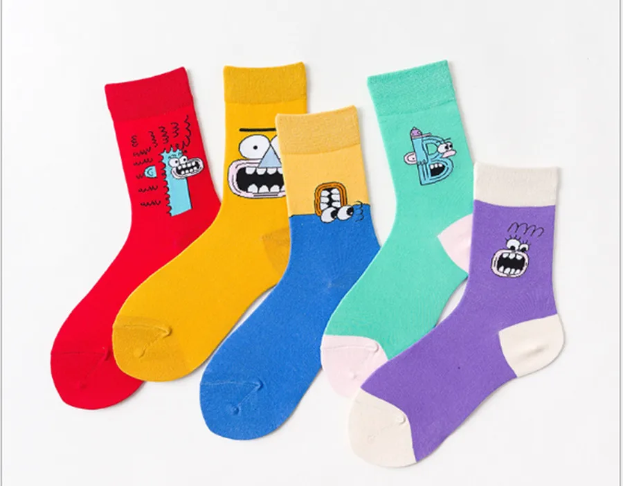 

Men's and women's cotton socks new shark teeth animal middle tube sports cartoon fashion socks Christmas cotton socks