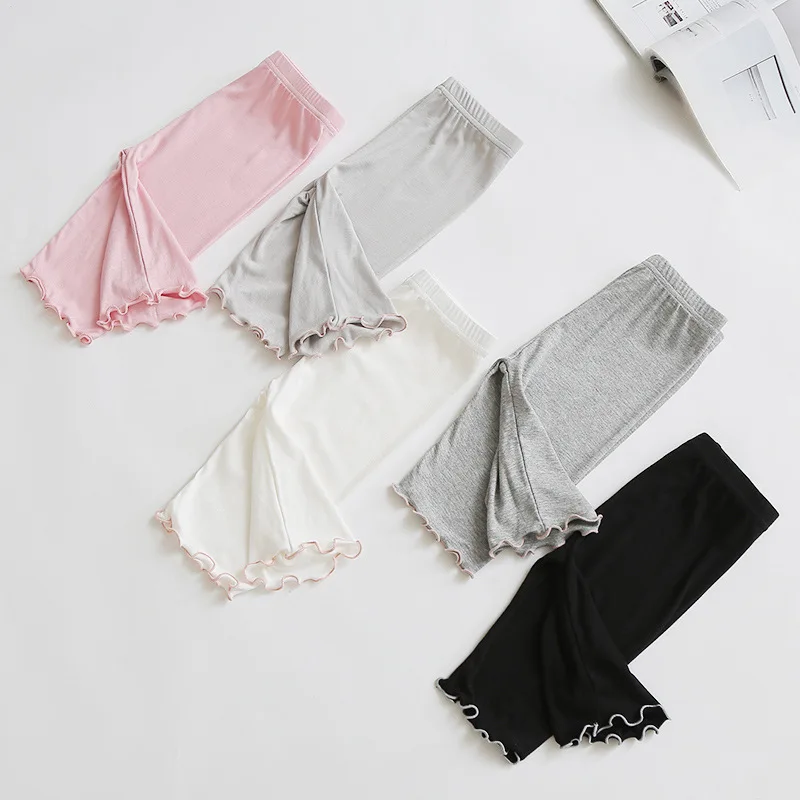 Girls Pants Kids Pants Girls Trousers 2-10Years Girls Summer Leggings Kids Knee Length Five-point Pants Children Trousers Thin Modal Bottoms Leginsy Baby Clothes