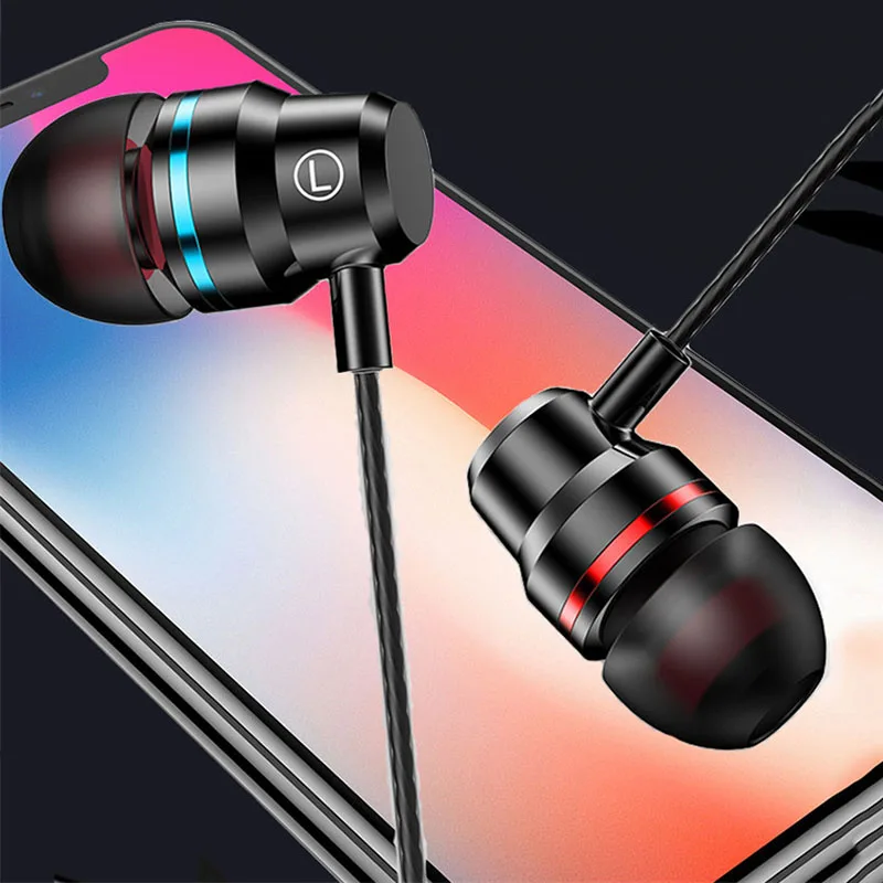 

Metal Earphone Wired In-Ear headset with Mic volume control Bass earbud 3.5 mm jack Stereo earpiece For PC Phone MP3 Game music