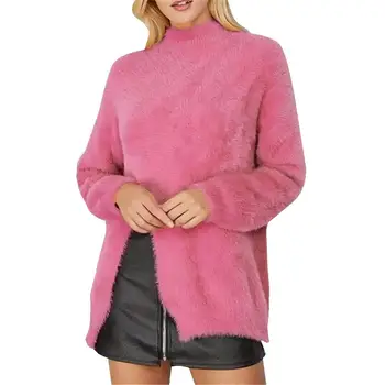 

Plush Knitted Sweater Women Pullover Autumn Winter Fashion Casual Solid Long Sleeve O-Neck Loose Lazy Sweater Sueter Mujer 2019