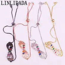 8 шт. модные регулируемые горки цепи ювелирные изделия красочные CZ Радуга мульти циркония 8 браслеты микро Pave CZ ювелирные изделия