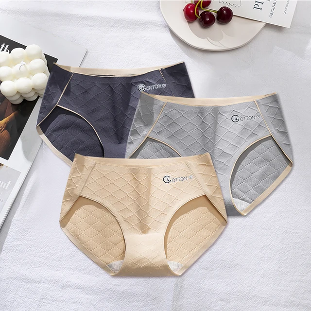 3pcs/Pack! Cotton Solid Color Women Briefs Soft Breathable Mid-Rise Panties high waisted brazilian knickers Panties