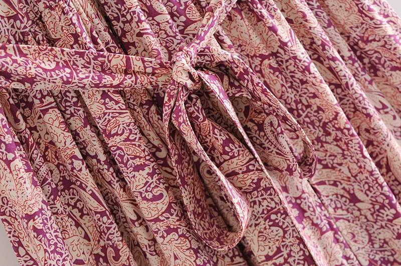 Boho королев для женщин с цветочным принтом поясом рисунком оборками пляжное