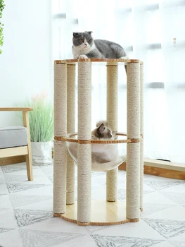 

Stable Cat Climbing Frame Solid Wood Nest Cat Tree One Space Capsule Villa Sisal Cat Scratching Post Scratching Board Cat Toy