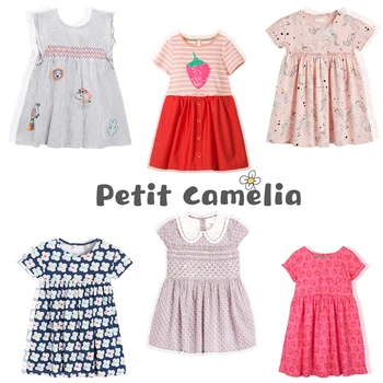 

Petit Camelia Summer 100% cotton cartoon Flower embroidery animal print kids dresses for girls fashion dropshipping