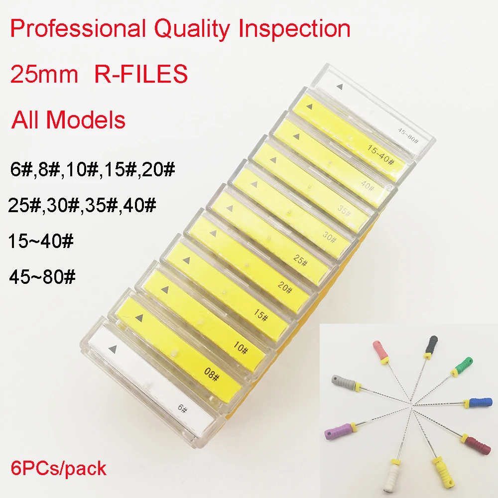

6pcs/pack 6#~80# 25mm Dental Protaper Files Root Canal Dentist Materials Dentistry Instruments Hand Use Stainless Steel Reamers