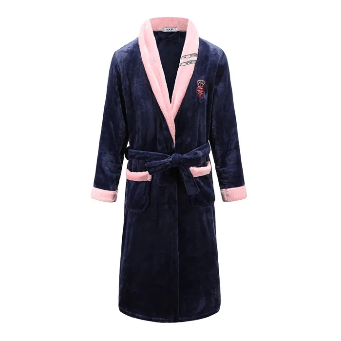 robe 8 Зимняя фланелевая Мужская одежда для сна халат Домашняя одежда кимоно купальный Халат коралловый флис интимное Нижнее белье полный рукав ночное белье - Цвет: robe 8