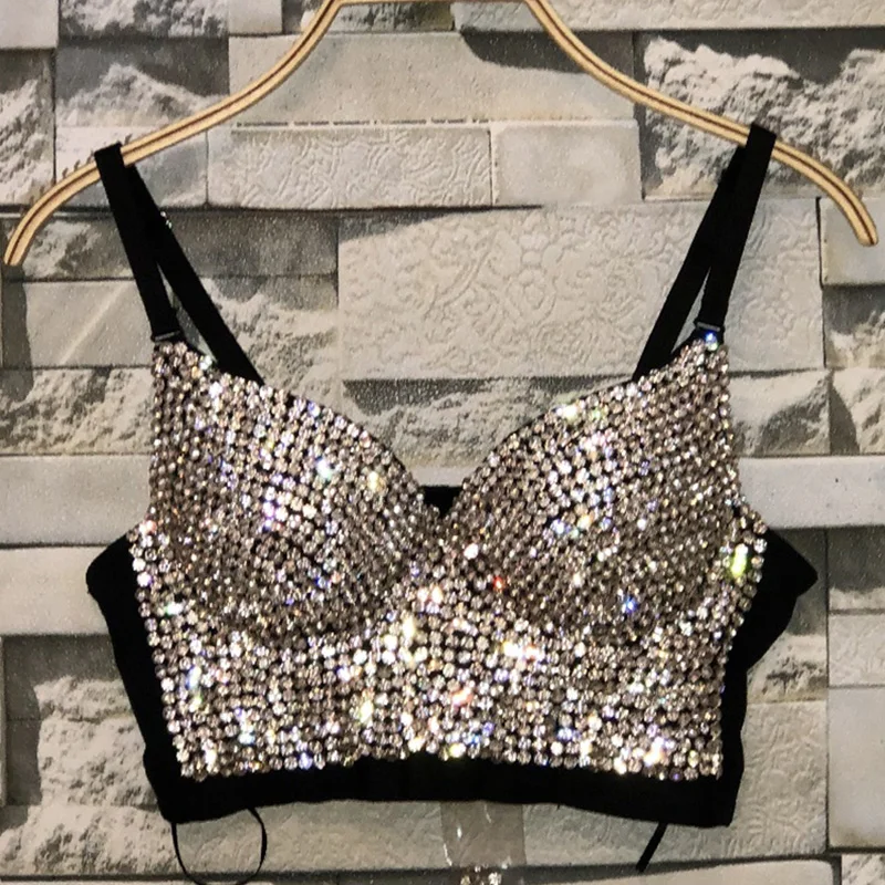 Sexy Diamante Estilingue Senhoras Diamante-cravejado Exposto Umbilical Ultra Curto Tubo Superior Roupa Interior Fp042bra 2 Pijamas e Moda Íntima