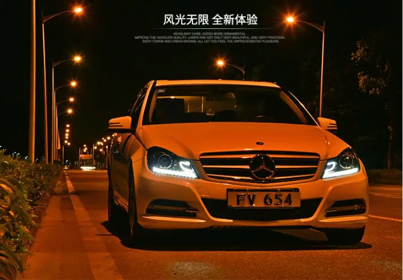 2011~ 2013 автомобильный головной свет bupmer для Mercedes Benz W204 фары C180 C260 C200 автомобильные аксессуары светодиодный скрытый туман Benz W204 фары