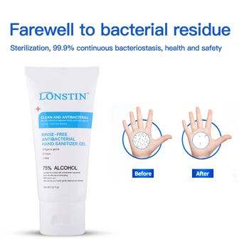 

Lonstin 60ml 75% Alcohol Instant Hand Sanitizer Rinse-free Disinfectant Gel Non Sticky Fragrance Free