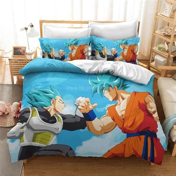 

Dragon Ball Super 3d Printed Bedding Set Duvet Cover Set Pillowcase Piccolo Son Goku Super Saiyan Pattern Bedclothes King Size