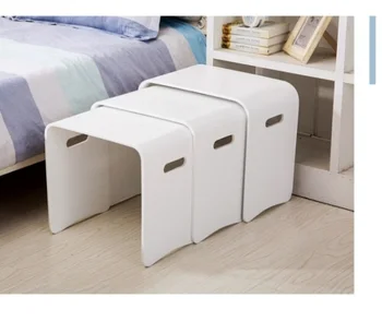 

Fashion creative simple makeup stool home black solid wood stool stack bed table stool simple shoe bench