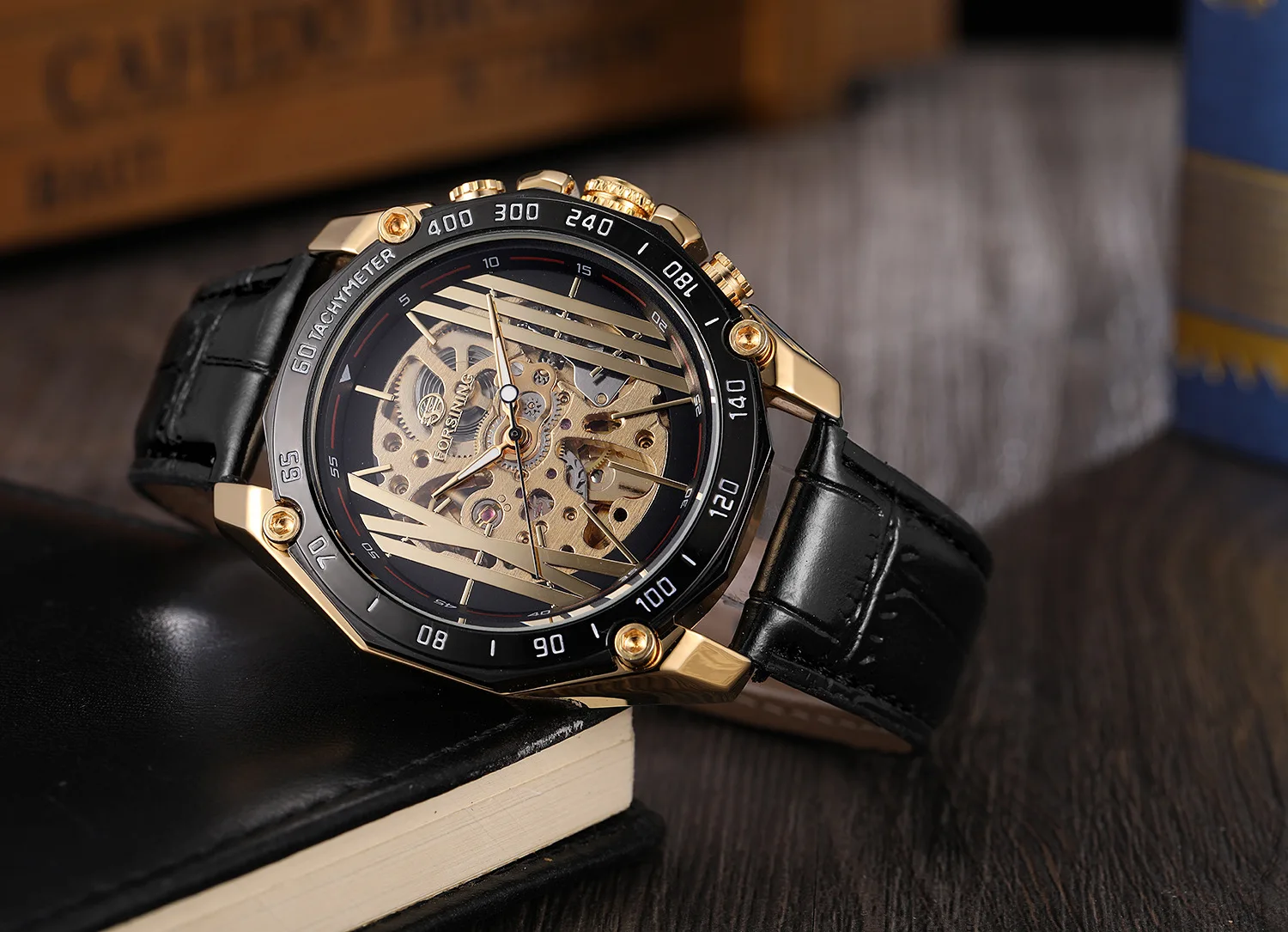 

Forsining Rich Sydney Fully Automatic Analog Watch Waterproof Leather Belt Hollow out MEN'S Table Men's Analog Watch