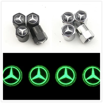 

Luminous Car Wheel Tire Valves Tyre Stem Air Caps Case For Mercedes benz A B R G GLA w204 W251 W463 W176 W211 Car Accessories