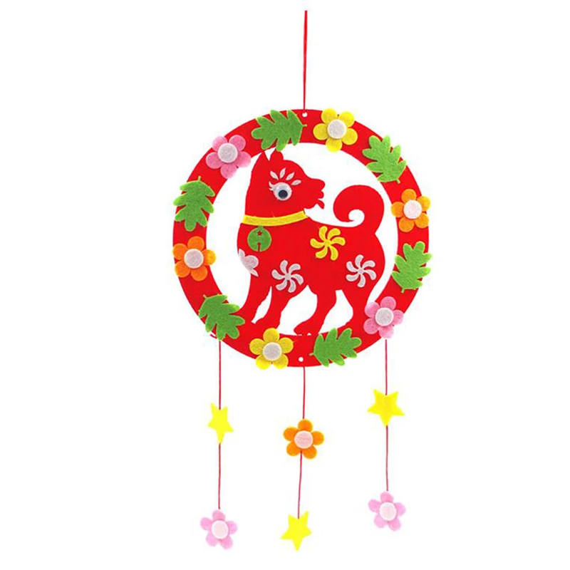 Kids DIY Non-woven Hanging Ornaments Sticker Kindergarten Creative Gift Children Handmade DIY Decoration Material Package