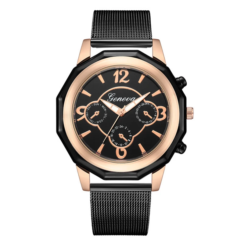 Women Watch Top Brand New Stylish Geneva Luxury Ladies Fashion Casual saats Mesh Band Rose Gold Dial Female Clock Reloj Mujer Women Watch Top Brand New Stylish Geneva Luxury Ladies Fashion Casual saats Mesh Band Rose Gold Dial Female Clock Reloj Mujer