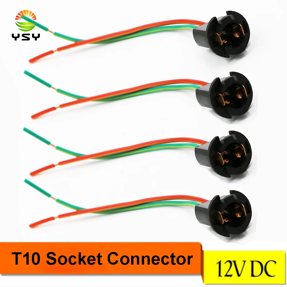 

YSY 10pcs T10 W5W Light Bulb Socket Holder Adapter Extension Wedge Connector Plug Wiring Harness Cable Accessories