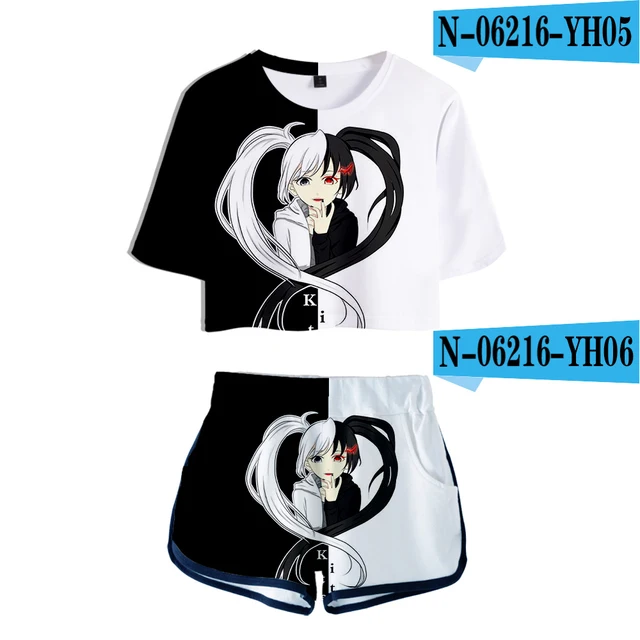 Anime Danganronpa Monokuma Crop T Shirt Shorts 3d 2 Piece Sets Women Cosplay Costume Sexy Tops Funny Pajamas Sportwear Aliexpress
