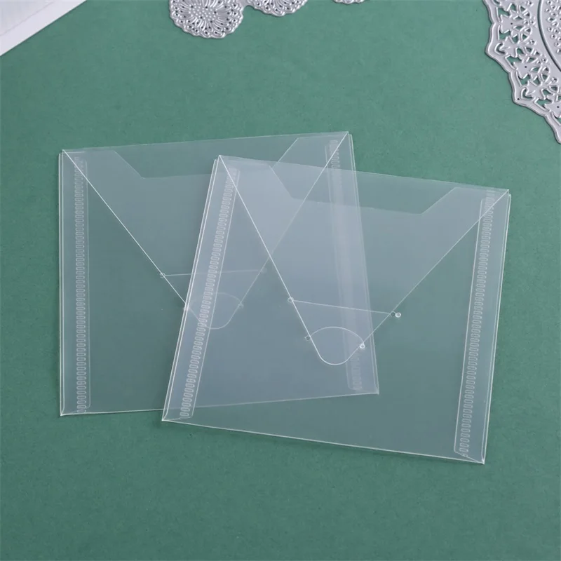 10pcs/set 12x12cm Transparent Plastic Storage Bags For Small Stamps And Dies Organizer Bags Cardstock Crafts Storage Envelopes 4