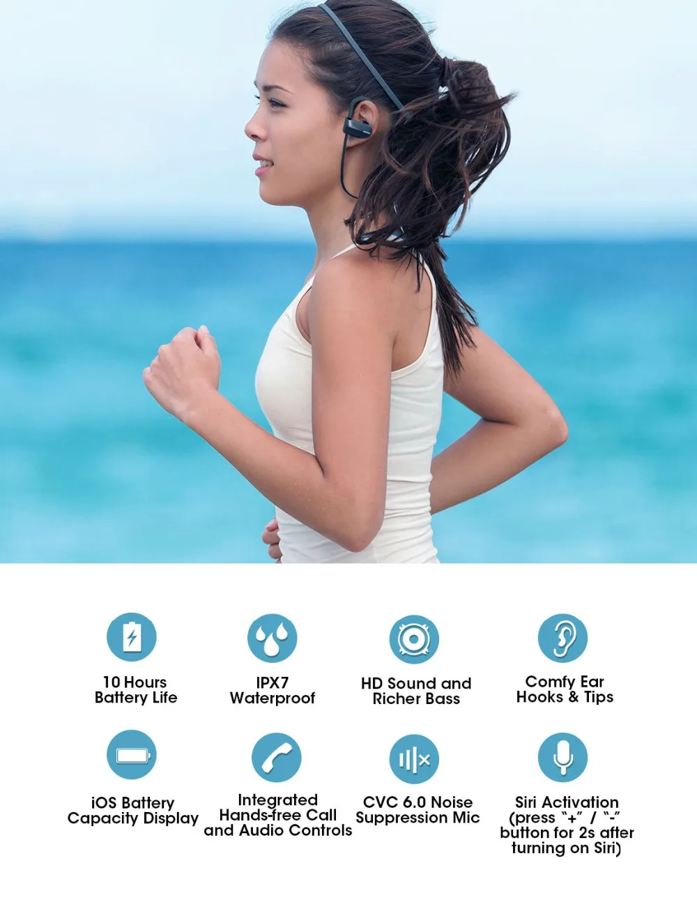 Upgraded Mpow D7 Bluetooth 5.0 Earphones Wireless Headphones IPX7 Waterproof Sport Earbuds With Mic HD Stereo Sound For Running (5)