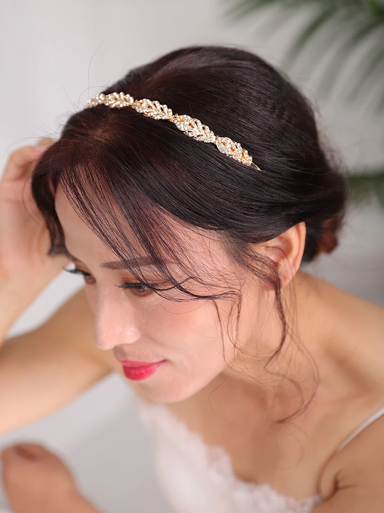 Золотая свадебная повязка на голову женская банкетная вечерние нка для девочки