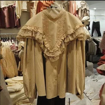 

2020 Spring New Sweet Ruffle Blouse Woman Loose Round-Neck Shirt Lantern-Sleeve Shirt Women's Korean Sttyle Blouse Blusas Femme