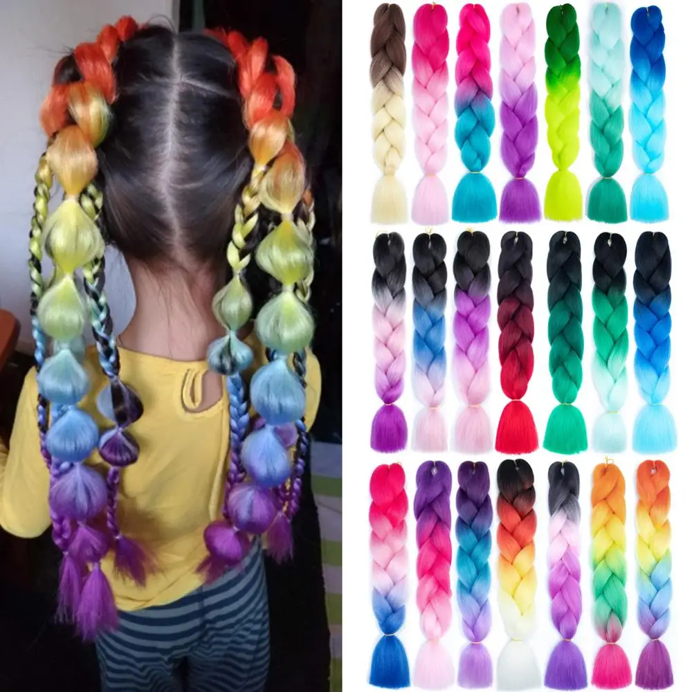 

DAIRESS 24" 100g Jumbo Braids Crochet Hair Extensions Box Braids Crochet Braids Synthetic Braiding Hair Extensions