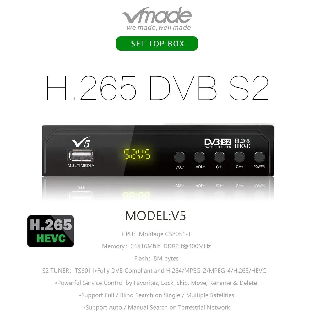 Dvb S2 декодер спутниковый ТВ приемник HD DVB-S2 H.265 приемник Поддержка Европа Cccam IP tv AC3 с USB wifi Youtube