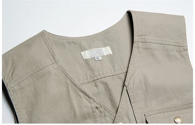 Cotton Men Waistcoat Spring And Autumn Multi-pockets Photography Fishing Vest Men's Middle-aged Waistcoat Work Clothes Waistcoat