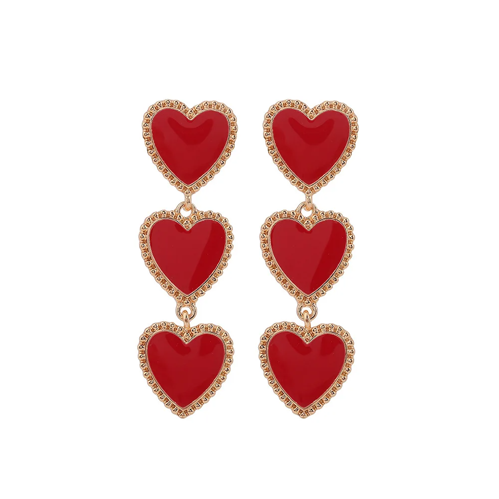 Новые Богемские эмалью круга «любящее сердце» Длинные Висячие серьги для Для женщин преувеличенный большой красный серьги для вечерние - Окраска металла: C561