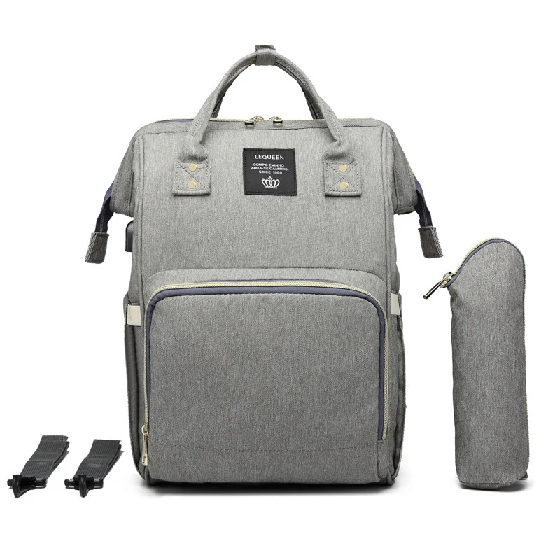 Lequeen Diaper Bag O Lequeen Детская сумка с USB интерфейсом Мумия Материнство мешок большой емкости пеленки Путешествия Рюкзак Водонепроницаемые пеленки для ухода сумка - Цвет: Lequeen Diaper Bag O