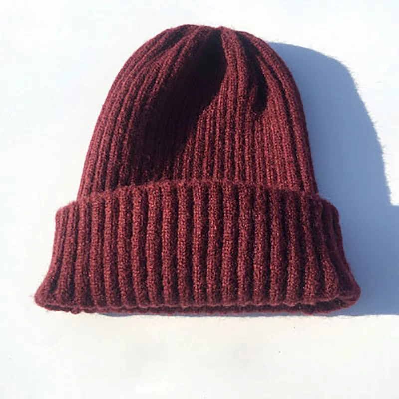 Шерстяная Женская шапочка вязаная зимняя шапка женские плотные теплые зимние шапки для женщин мягкие зимние шапки - Цвет: wine