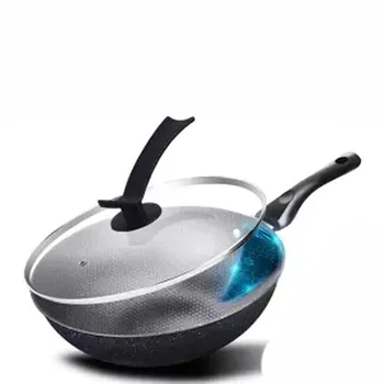 

Wok Non-stick Pan Household Wok Less Oil Smoke Iron Pot Induction Cooker Gas Universal Kitchen Pot Frying Pot Cast Iron