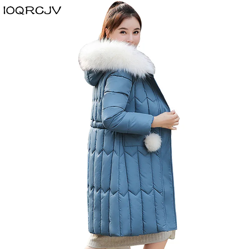 

2019 New Winter Thick Big Fur Collar Women Long Down Cotton Parkas Long Hooded Coat Cotton Padded Jackets Female Plus Size 5XL