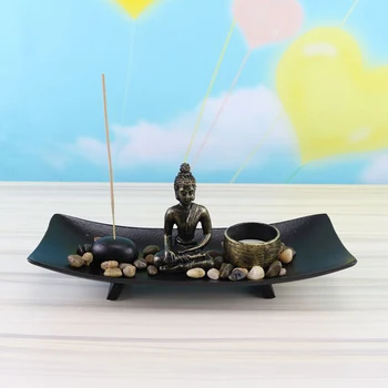 

Craft Candle Holder Gift Ornament Yoga Wooden Buddha Statue Indoor Stand Desktop Aromatherapy Safe Home Decor Temple