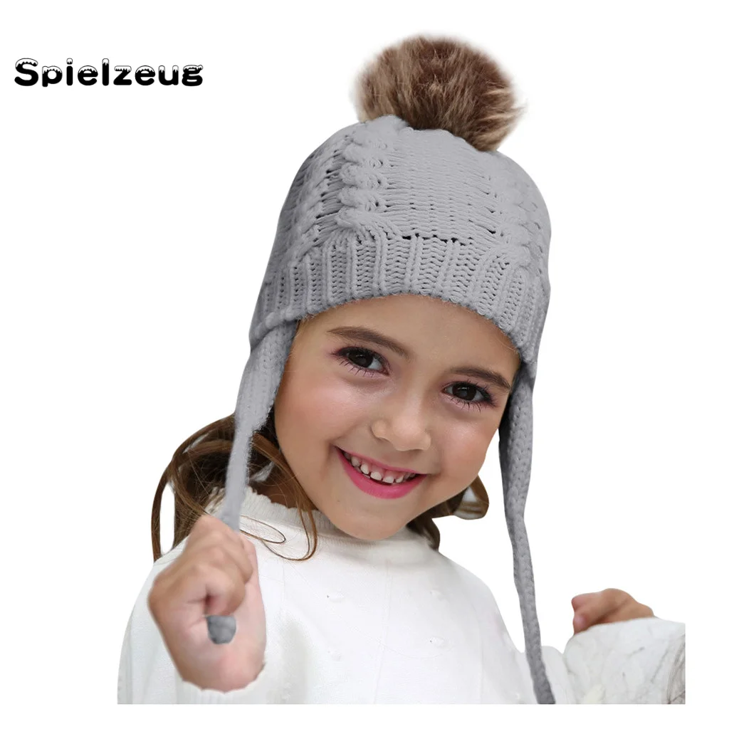Детские шапки из искусственного меха с помпонами для маленьких мальчиков и