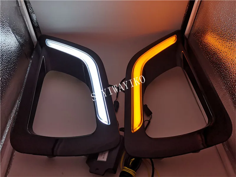 2 шт. светодиодный DRL Дневной противотуманный светильник для Nissan Navara NP300 автомобильный светильник для укладки с черной отделкой белый и желтый светильник