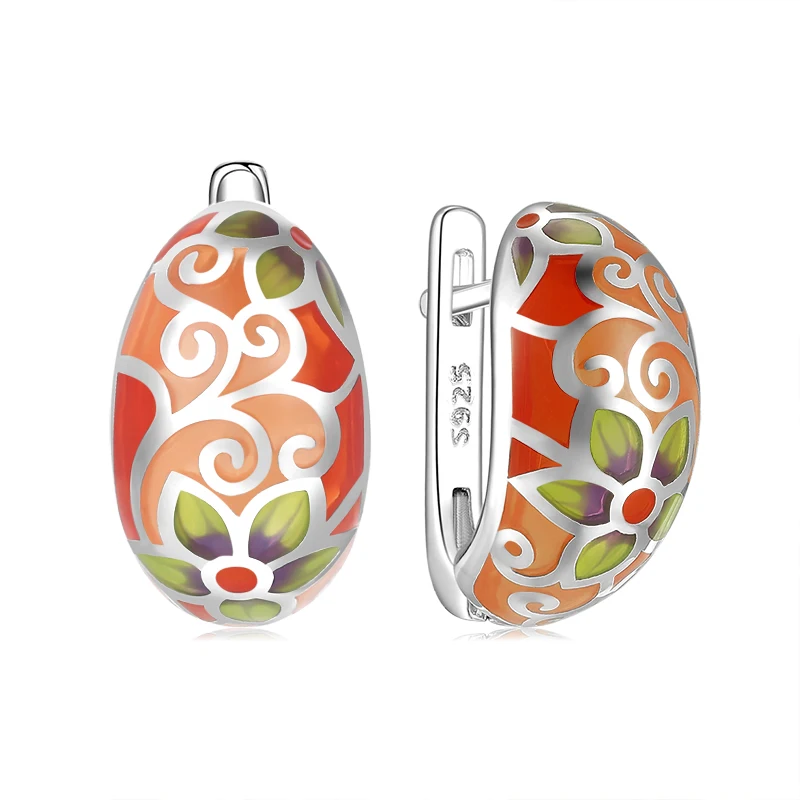 Женские изящные серьги гвоздики OGULEE в стиле ретро с золотым эмалью и цветком из