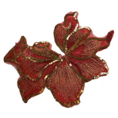 red 1 SASKIA 5 шт. 3d цветок блесток патчи кристалл вышивка африканский кружево аппликация для пришивания на одежду свадебное платье для танцев патч Diy - Цвет: red 1