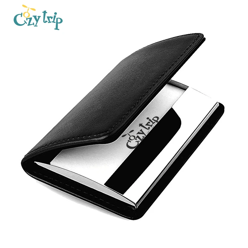 2 Pieces PU Leather Business Card Cases Card Holder Wallet Name Card Case with Magnetic Shut for Men and Women