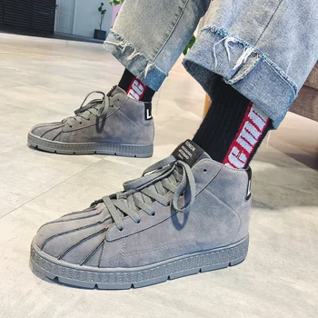 

Winter Shell Hight Top Men Casual Boots Outdoor Non-slip Snow Boots Street Style Solid Men Casual Shoes Autumn Warm Work Boots