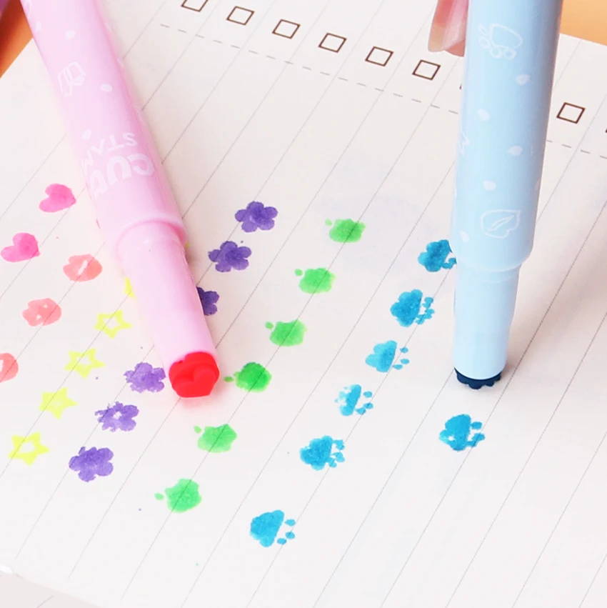 6 шт. милые разноцветные конфеты кавай выделители ручка Креативные штампы маркер ручка школьные принадлежности офисные канцелярские принадлежности